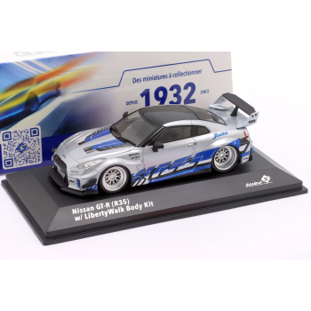 Nissan Skyline GT-R (R34) Liberty Walk Body Kit 2020 Silver/Blue - skala 1:43 - Solido